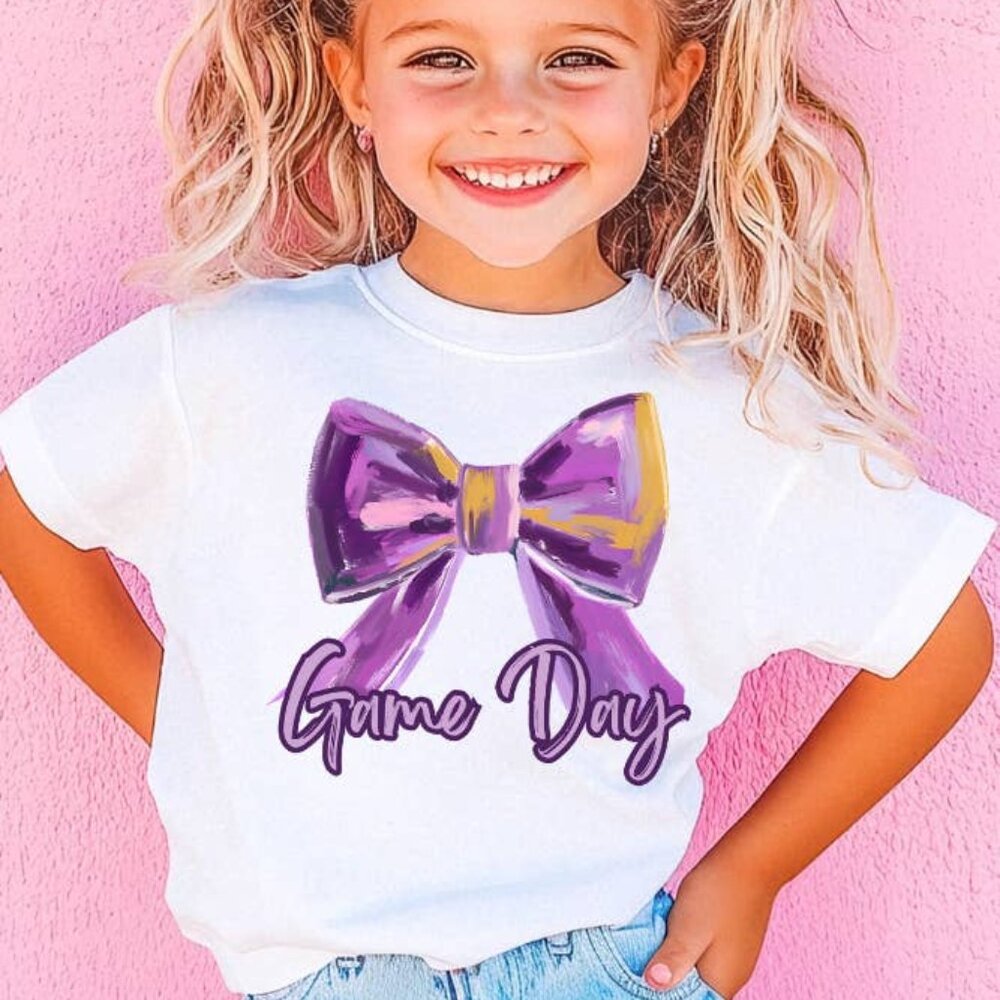 Girls Game Day Bow T-Shirt